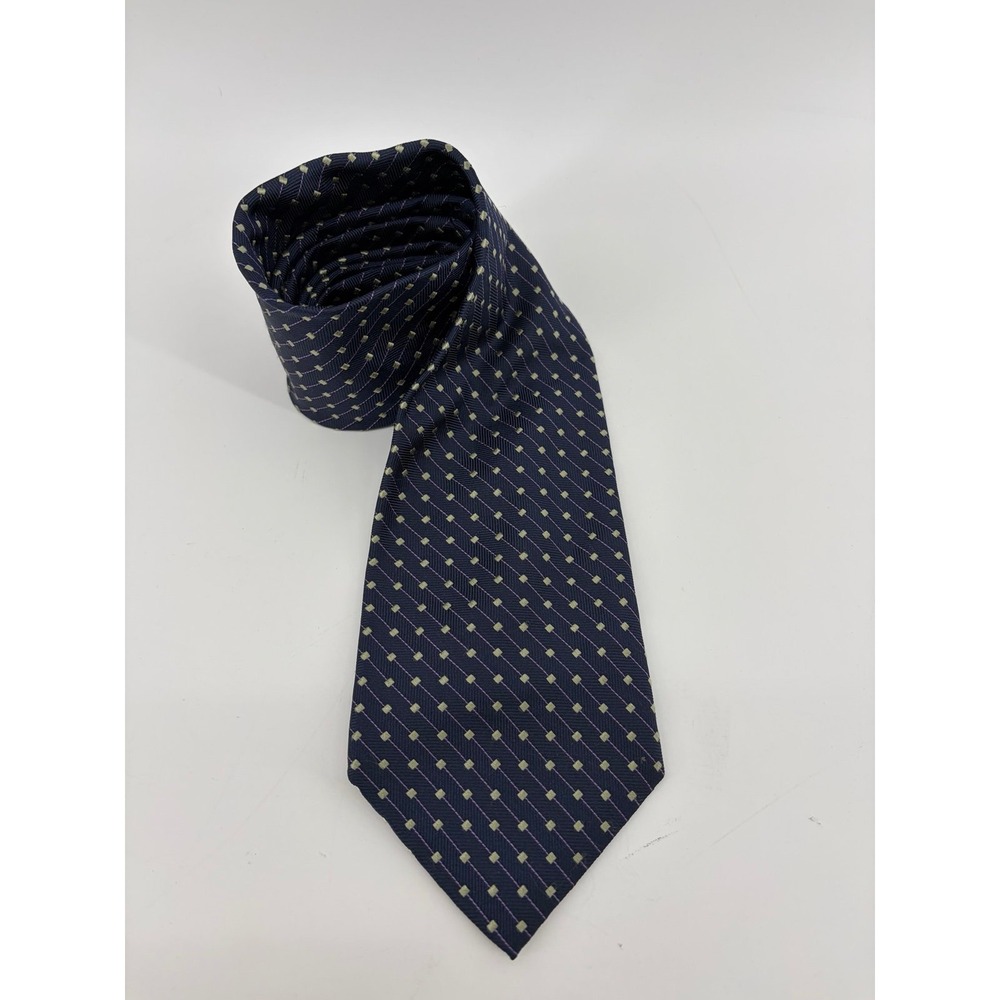 Paul Fredrick, 100% Silk Necktie, Geometric Square Pattern, USA Made